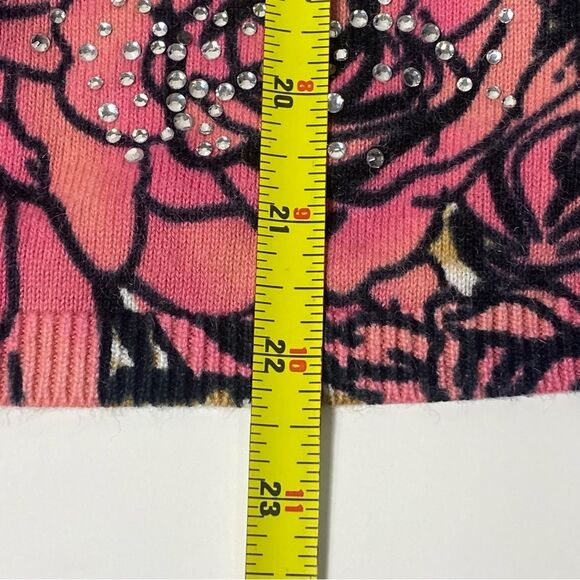 Boston Proper Animal Print Floral Jewled Button Front Cardigan Women's Size M - Picture 3 of 16